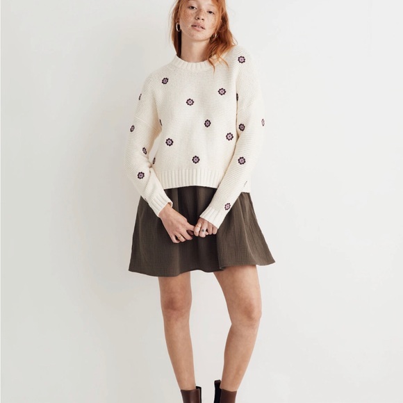 Madewell Small Womens Antique Cream Floral Medallion Embroidered Pullover Swea… - Picture 1 of 7